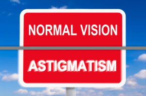 An image of a sign that demonstrates the potential visual difference between normal vision and vision affected by astigmatism.
